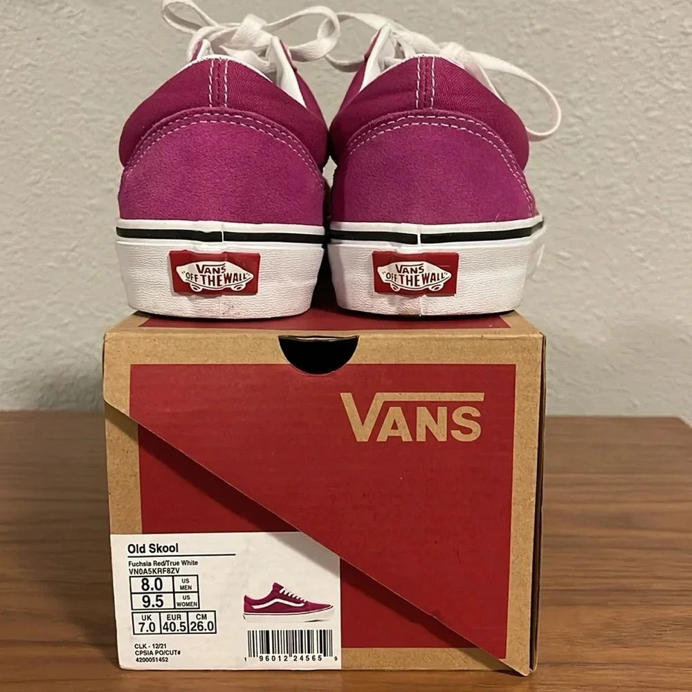 Vans Old Skool Fuchsia Red/True White Shoes- Size 8M/9.5W- worn once! - Picture 3 of 8